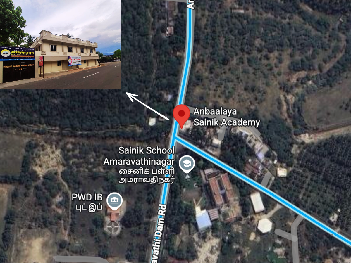 Anbaalaya Sainik Academy location map – next to Sainik School Amaravathinagar