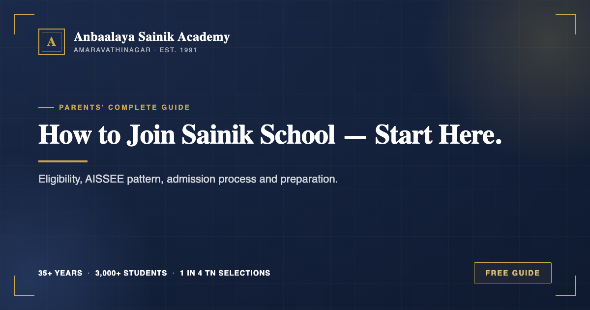 How to join Sainik School — complete admission guide from Anbaalaya Sainik Academy
