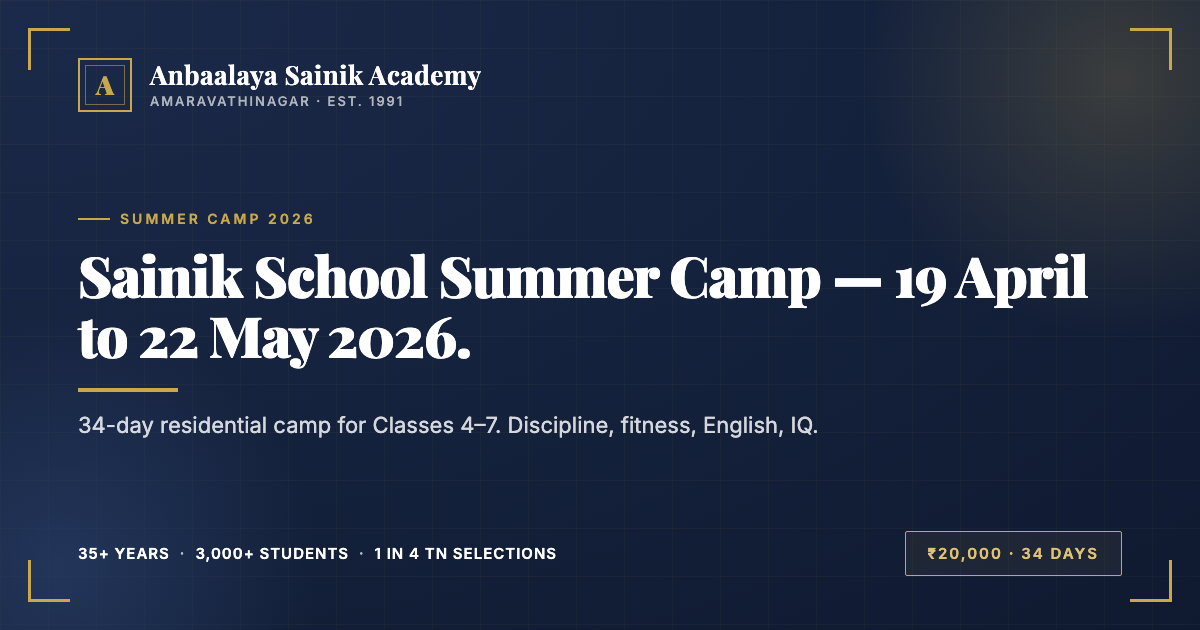 Six month AISSEE study plan and daily timetable for Sainik School entrance preparation